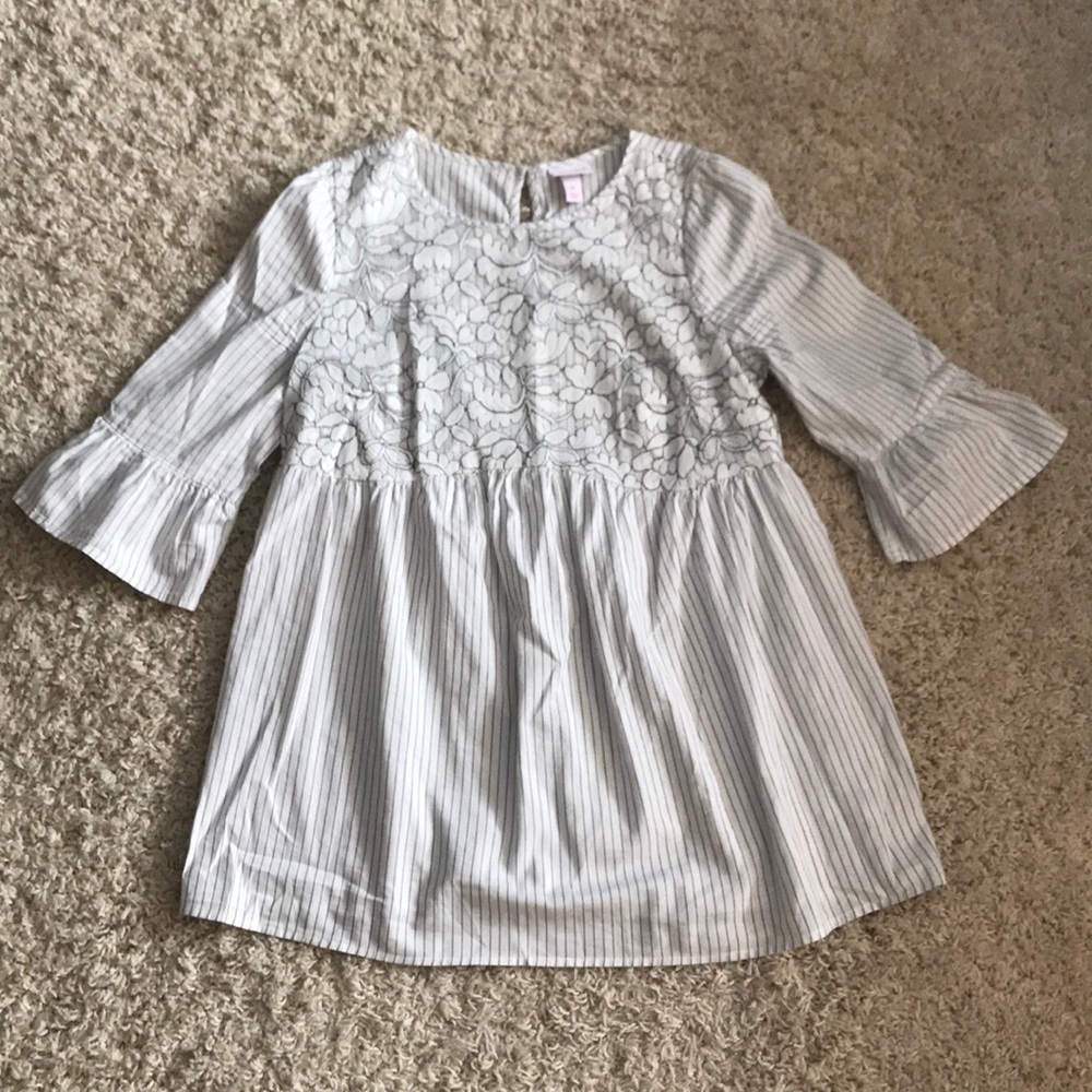 White Stripe and Lace Maternity Blouse
